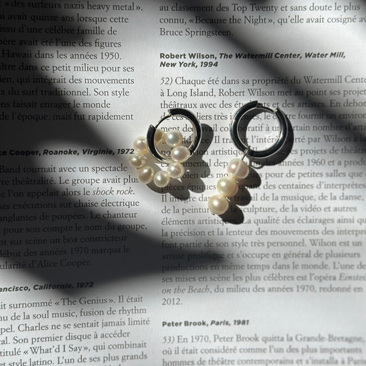 Liza Pearl Asymmetrical Hoop Earrings