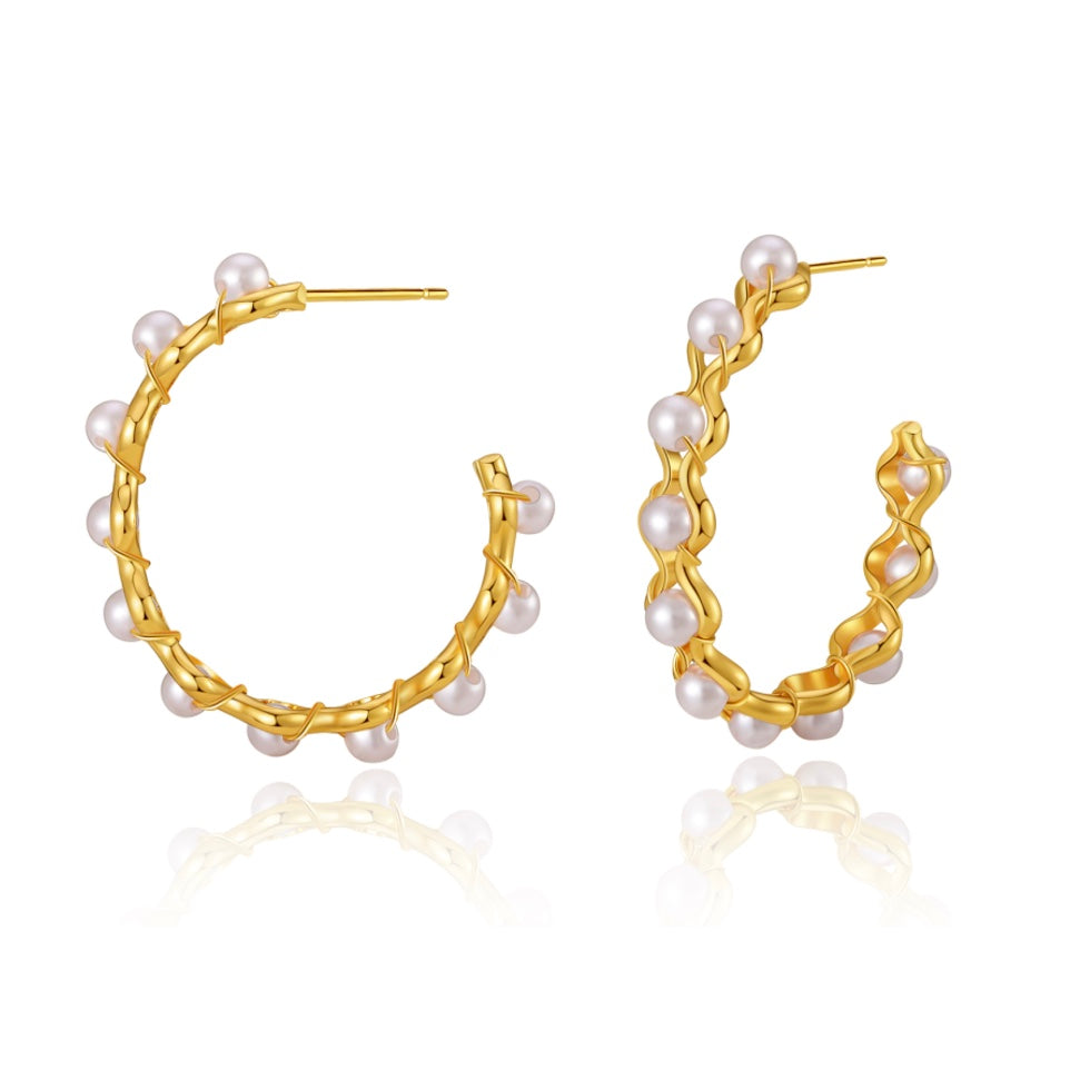 Vivienne Pearl Hoop Earrings